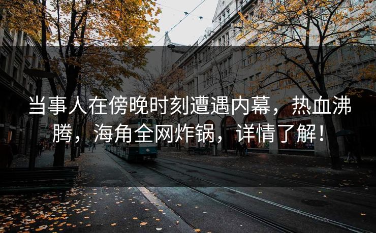 当事人在傍晚时刻遭遇内幕，热血沸腾，海角全网炸锅，详情了解！