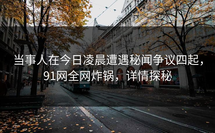 当事人在今日凌晨遭遇秘闻争议四起，91网全网炸锅，详情探秘