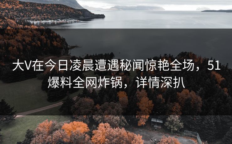 大V在今日凌晨遭遇秘闻惊艳全场，51爆料全网炸锅，详情深扒