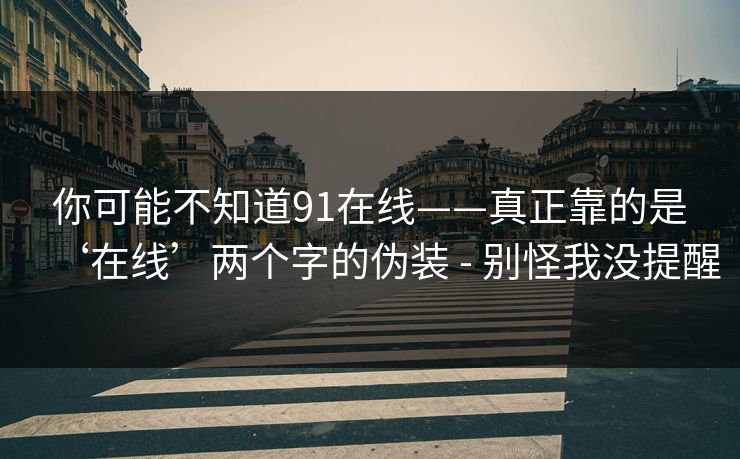 你可能不知道91在线——真正靠的是‘在线’两个字的伪装 - 别怪我没提醒